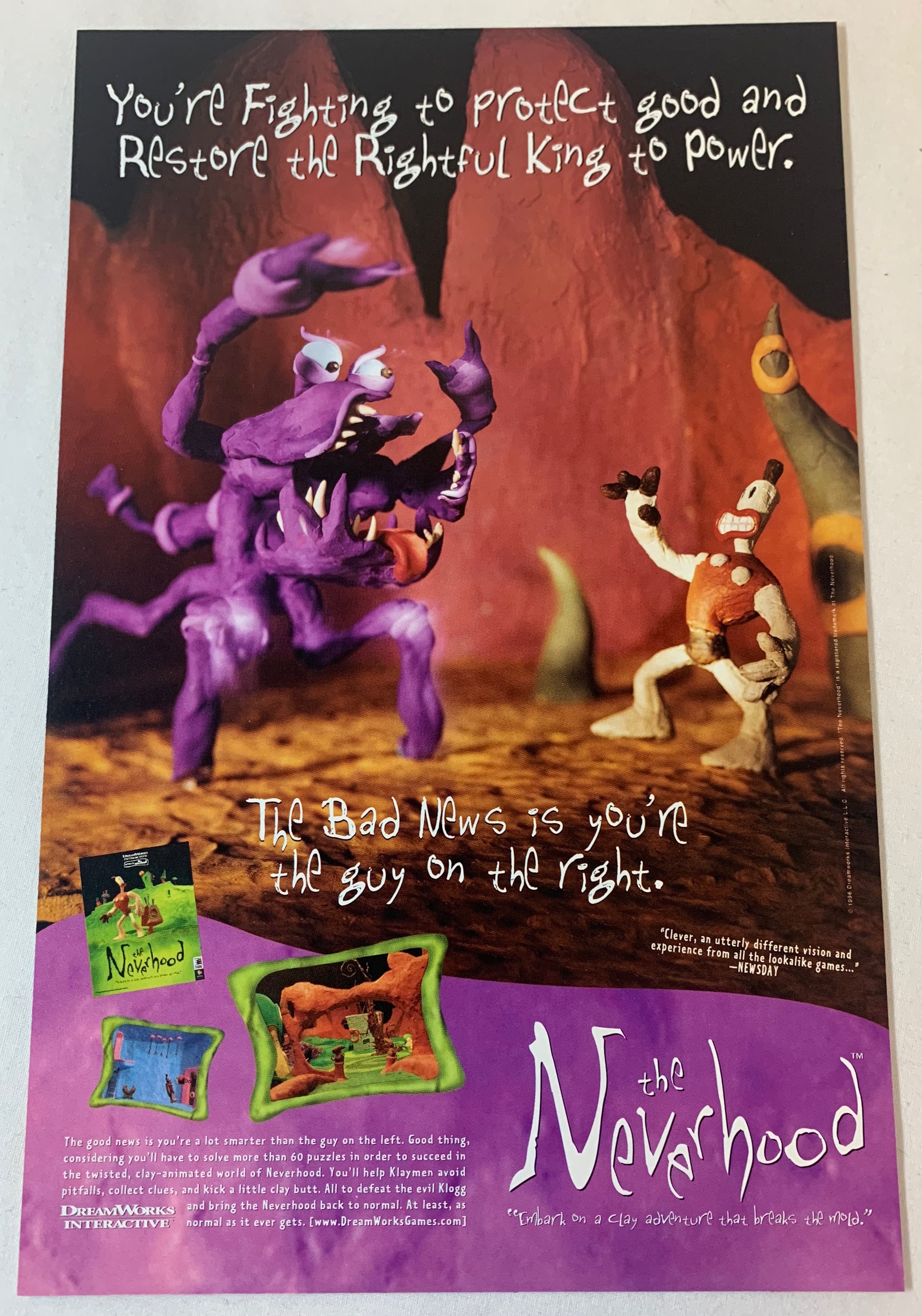 1996 video game ad page ~ the neverhood